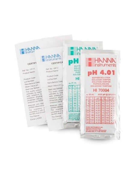 Zestaw kalibracyjny pH 4.01 i 7.01 z certyfikatem, 5 x 20 ml