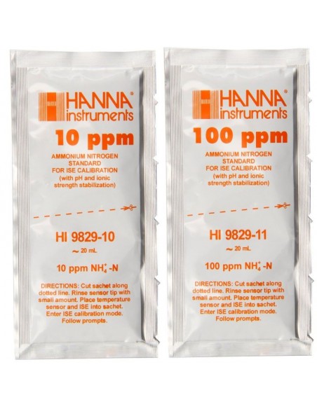 Zestaw z roztworami standardowymi: amoniak 10 ppm i 100 ppm, 10 x 25 ml każdego