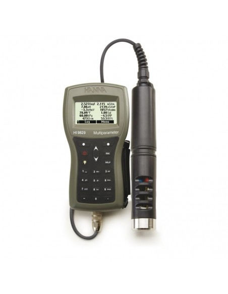 Multiparametryczny miernik HI 9829 w walizce, niezależna sonda pH, EC/Mętnośc, DO, °C, kabel 4 m