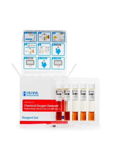 Odczynniki do ChZT, zakres średni, metoda bezrtęciowa, 25 fiolek